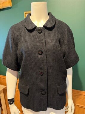 Banana Republic Black Wool-Blend Tweed-Look Jacket
